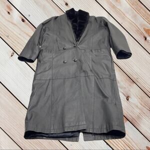 D.A.N.Y. Womens Medium Black Leather Trench Coat